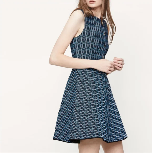 🌟 HOST PICK Maje blue jacquard dress Size 1 - Picture 2 of 13